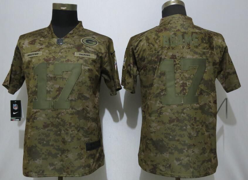 Women Green Bay Packers #17 Adams Nike Camo Salute to Service Limited NFL Jerseys